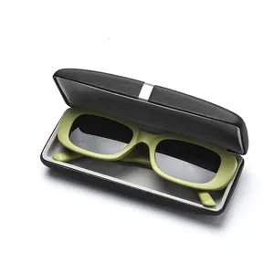 Shine tai Black OEM PU Leder Metall Optische Brille Fall Für Männer Sonnenbrillen Hard Case