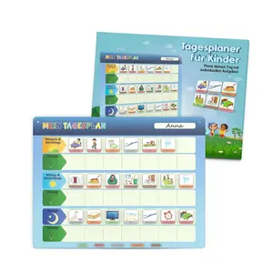 Montessori Children's Daily Planner with 152 Magnets and Cord - Complete Write-On and Wipe Clean - Learn Daily Routines