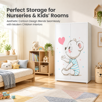 Lemari Pakaian Bayi Desain Baru 2 Pintu Logam Lemari Penyimpanan Anak-Anak Baja Lemari Pakaian Kamar Tidur