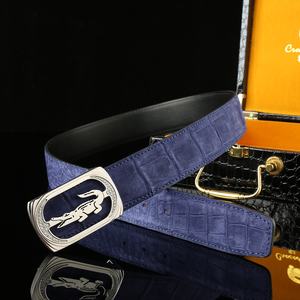 Nuevo Cinturón de Cuero de Cocodrilo 100% Genuino de Alta Calidad para Hombre, Cinturones Formales con Hebilla de Placa de Marca Veritable para Hombre, Fabricantes - Product Image 6