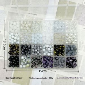 Kit de 480 perles en verre de 24 couleurs mélangées, assortiment de perles rondes craquelées pour la fabrication de bijoux DIY (bracelets, colliers) - Product Image 4