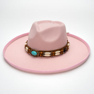 Sombrero Fedora <span class=keywords><strong>de</strong></span> Fieltro <span class=keywords><strong>de</strong></span> <span class=keywords><strong>Lana</strong></span> <span class=keywords><strong>de</strong></span> Ala Ancha Estilo Western Vintage 2026 con Banda <span class=keywords><strong>de</strong></span> Cuentas y Adornos <span class=keywords><strong>Turquesa</strong></span> para Hombre y Mujer - Product Image 3