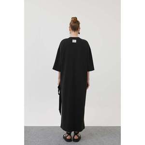 Vestido Básico Negro con Cinturón para Mujer, Marca Soul, con Detalle en la Cintura - Cómodo para Uso Diario, para Ocasiones Casuales o Elegantes - Product Image 2