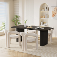 Ensemble de table à manger rectangulaire nordique de luxe en MDF avec chaise de salle à manger rembourrée en velours pour salle à manger cuisine dîner
