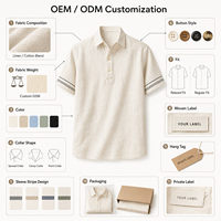 Chemise décontractée à manches courtes en lin et coton pour homme, respirante, brodée, pour l'été, fabrication OEM ODM