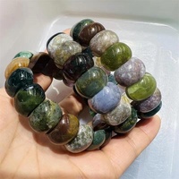 Bracelets en agate mousse de haute qualité, pierre naturelle polie, vente en gros, large, bricolage, énergie de guérison