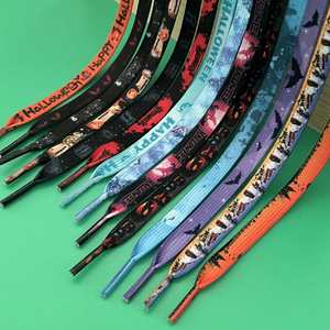 Lacets plats double couche 0.8 tie-dye pour baskets homme et femme, série Splash-ink, pour cadeaux à thème Halloween, vente en gros - Product Image 1