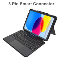 Clavier de tablette 3 broches en gros avec connecteur intelligent et étui robuste en TPU pour iPad, détachable, antichoc en PU avec support réglable