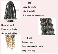Treccine all'uncinetto pre-annodate Ombre Deep Wave Bohemian da 24 pollici, extension di capelli ricci sintetici morbidi per donna, per uso quotidiano e feste