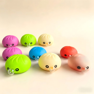 Simulated Bun Squishy Stress Relief Fidget Toy Blind <b>Box</b> <b>Gift</b> 12pcs Glitter Dumpling Steam Bun Squeeze Sensory Set - Product Image 3