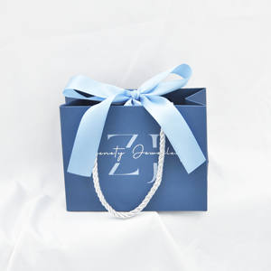 Custom Logo Printing Jewelry Accessories Watches <b>Gifts</b> <b>Bags</b> Blue <b>Mini</b> Paper <b>Bag</b> - Product Image 1