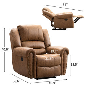 Sillón Reclinable Manual DOSER con Estructura de Madera Moderna y Tapicería de Tela, Extensible, Ajustable, Cómodo, de un Solo Asiento, para Sala de Estar, Cine en Casa - Product Image 6