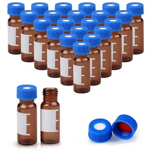ขวดตัวอย่างแก้วสีเหลืองอำพันขนาด 2 มล. รุ่น 9-425 พร้อมฝาซิลิโคนสีขาวและ PTFE สีแดง สำหรับใช้ในห้องปฏิบัติการ HPLC GC - Product Image 1