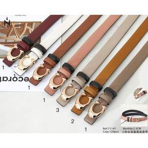 Cintura Reversibile in Vera Pelle a Doppio Lato con Fibbia a C da 2,3 cm per Uomo e Donna, Stile Casual - Product Image 1