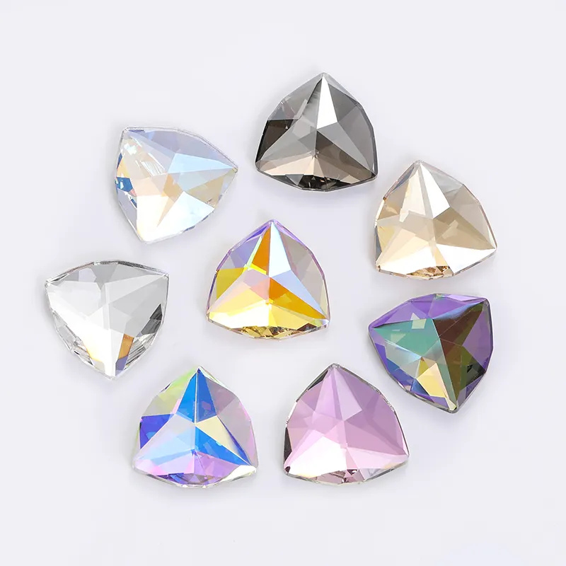 Xichuan Trillant shaped flatback strass cham fered 16mm 22mm 8 colors triangle k9 glass crystal stone crafts rhinestones