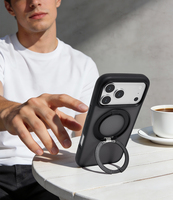 Étui de téléphone antichoc avec support rotatif à 360° pour iPhone 18 Pro Max avec pare-chocs en TPE et cadre de caméra en métal