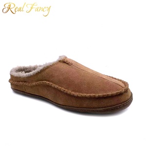 Pantoufles d'intérieur en daim pour hommes, 2019, pantoufles de luxe de haute qualité en <span class=keywords><strong>fourrure</strong></span> d'agneau, de vache, mode d'hiver - Product Image 4
