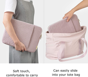 Tas lengan <span class=keywords><strong>Laptop</strong></span> portabel tahan lama kustom pabrik casing pelindung tahan air dengan tas penyimpanan perjalanan saku merah muda - Product Image 4