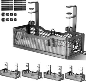 Bandeja Organizadora de Cables Metálica para Debajo del Escritorio, Sin Necesidad de Perforar, para Hogar, Oficina y Escritorio de Pie - Product Image 1