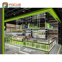 Comptoir de service raffiné pour café, finition bois stratifié, zone d'exposition de sacs de café, comptoir de service pour vitrine