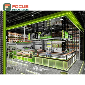 Mostrador de Servicio Refinado para Cafetería, Acabado en Madera Laminada, Área de Exhibición de Bolsas de Café, Mostrador de Servicio para Tienda - Product Image 5