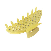 Pinces à cheveux élégantes françaises de niche, légères, de luxe, jaunes, perlées, accessoires capillaires haut de gamme, type griffe de requin