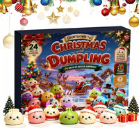 Calendrier de l'Avent de Noël 24 Jours de Surprise, Boîte Mystère Compte à Rebours en Forme de Dumpling Moelleux, Jouets Anti-Stress à Presser pour Enfants