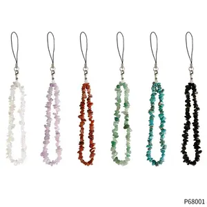 Nouveautés cristaux graviers guérison pierres précieuses accessoires natur coloré mélangé quartz cristal puces téléphone porte-clés pour cadeau