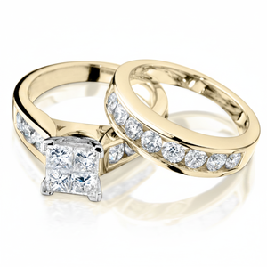 Beautiful Stunning Looking 100% Real Natural Diamond Engagement <b>Ring</b> with Band in Yellow Gold - Product Image 2