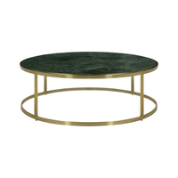 Table basse moderne de luxe en métal doré et acier inoxydable avec plateau en marbre, emballée sur mesure pour salons et hôtels