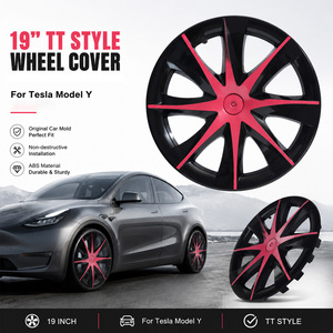 <span class=keywords><strong>Enjoliveurs</strong></span> de roue personnalisés en ABS noir brillant à 7 branches, 19 pouces, pour Tesla Model Y 2019-2024, style sport OEM ODM, installation par clips. - Product Image 1