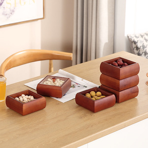 Caja de madera para frutas, cuadrada, con tapa desmontable, estilo chino nuevo, para sala de estar, almacenamiento de dulces, nueces y bocadillos - Product Image 5