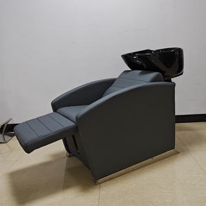 Chaise de lavage de cheveux inclinable moderne avec lavabo et bol, chaise de lavage de cheveux noire - Product Image 2