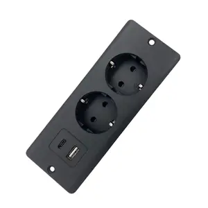 Hot 2 Ac + 2 Usb Opladen Pd 20W Snel Opladen TYPE-C Verzonken Euro Voeding Bureau Stopcontact Voor Kantoor Stopcontacten