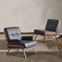 Fauteuil en cuir à dossier haut - Design moderne pour salon, salle à manger, appartement et hôtel - Fauteuil lounge d'appoint