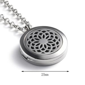 Custom Logo Wholesale Flower Design <b>Essential</b> <b>Oil</b> Silver Aromatherapy <b>Diffuser</b> Necklace - Product Image 3