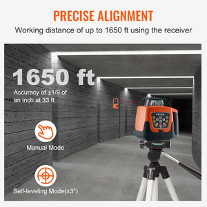 Niveau laser VEVOR, 1650 pieds, laser croisé rouge à auto-nivellement à 360 degrés, 5 vitesses de rotation et 4 angles de balayage réglables - Product Image 5