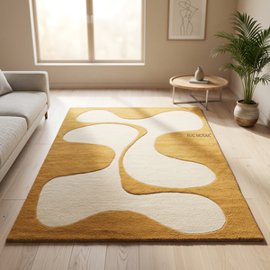 Tapis en pure laine douce fait main, motifs floraux uniques, à poils coupés, antidérapant, super tufté, pour salon, couloir, ensembles de tapis de sol - Product Image 3
