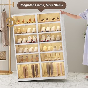 Hiện đại rõ ràng nhiều lớp có thể gập lại nhựa Giày giá tiêm đúc lưu trữ tổ chức tủ cho phòng khách - Product Image 4