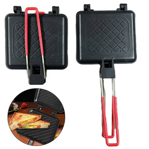 وعاء غاز بانيني للضغط مقلاة قلّاب من الألومنيوم شواية مطلية على الوجهين من الجبن من أجل شواء الموقد العلوي - Product Image 1