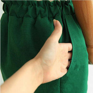 Jupe Midi élégante pour femmes, crayon de bureau, taille élastique, coton, paquet, hanche, nœud, été, automne - Product Image 5