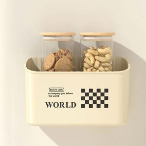 Boîte de rangement pour réfrigérateur à montage mural magnétique de style crémeux | Panier organisateur de cuisine sans perçage - Product Image 3