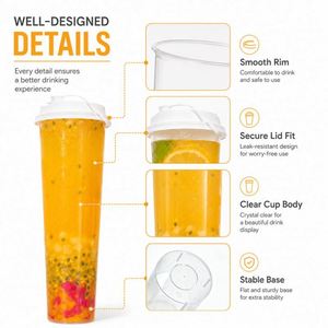 Vaso de Plástico Desechable de Alta Transparencia de 90 mm de Diámetro, Resistente al Calor, de 34 oz, para Café, Leche, Té y Fiestas, con Logotipo Personalizado - Product Image 3