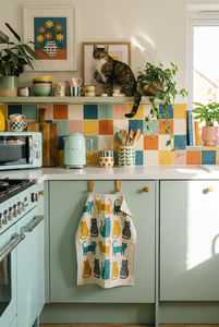 100% Cotton Tea Towels Cats in the <strong>Kitchen</strong> Playful Feline Graphic Decorative Dish Towels 40x60cm - Product Image 4
