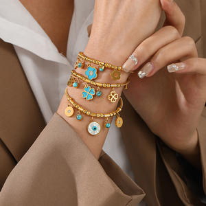 MIRADIA Vintage geometrische Edelstahl Armband 18 Karat vergoldet Devil's <span class=keywords><strong>Eye</strong></span> Armband Schmuck Zubehör Geschenk - Product Image 2