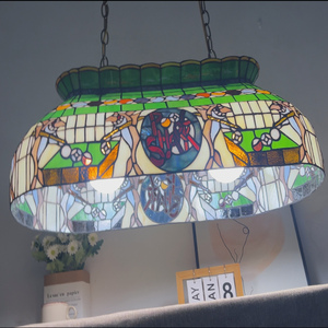 Lustre de style artistique en vitrail vert pour table de <span class=keywords><strong>billard</strong></span>, <span class=keywords><strong>lampe</strong></span> suspendue décorative pour salle à manger - Product Image 4