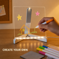 Tableau Lumineux d'Affichage LED en Acrylique Créatif pour Enfants, Bloc-notes de Dessin et d'Écriture, pour Décoration d'Intérieur, Idéal en Coffret Cadeau