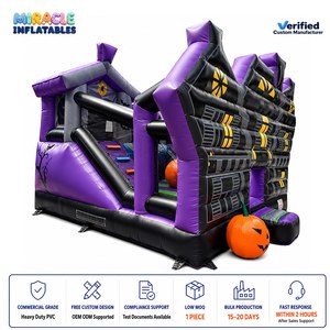Castillo Inflable Gigante <span class=keywords><strong>de</strong></span> <span class=keywords><strong>Halloween</strong></span> con Calabaza 3D y Tobogán para Niños, Ideal para Jardín y Fiestas - Product Image 1