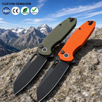 Couteau de poche tactique pliant personnalisé Tanto en acier 14C28N avec manche G10, couteau à ouverture assistée, outil utilitaire T0044-1