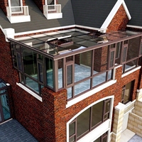 Véranda de jardin d'hiver 6063 T6 en aluminium préfabriqué, serre en verre, véranda inclinée 4 saisons